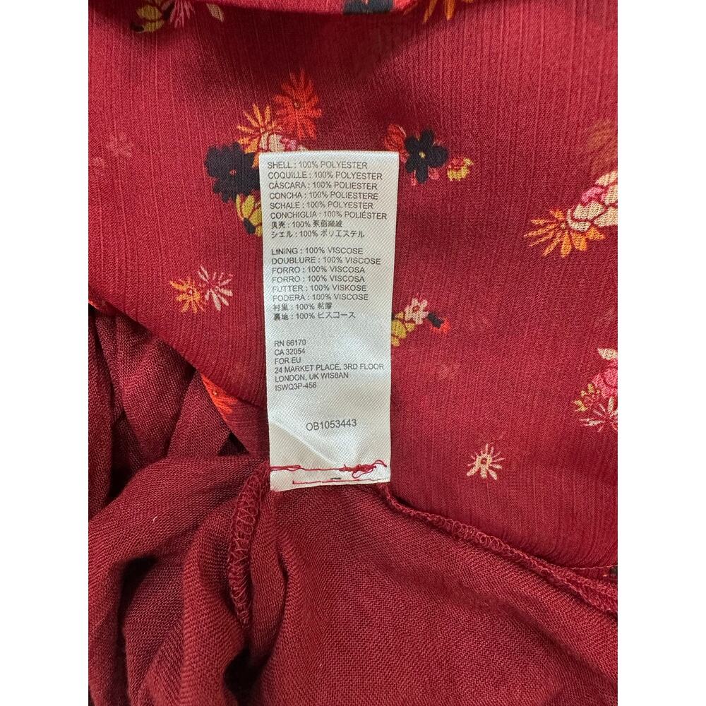 Free People “From The Valley” Floral Tiered Ruffle Mini Skirt burgundy Size M - Picture 8 of 8